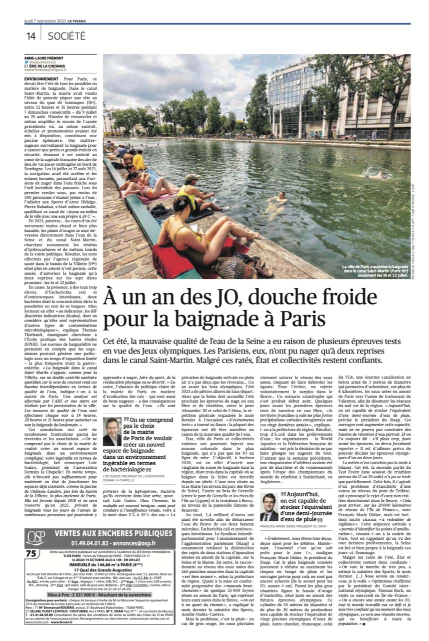 Cet été, la mauvaise qualité de l'eau de la Seine a eu raison de plusieurs épreuves tests en vue des Jeux olympiques. 