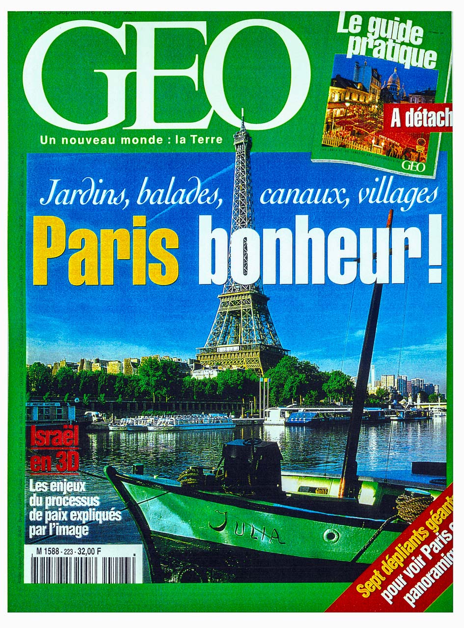 Publication dans Geo Magazine numéro 223 Septembre 1997 sur Paris. Couverture.