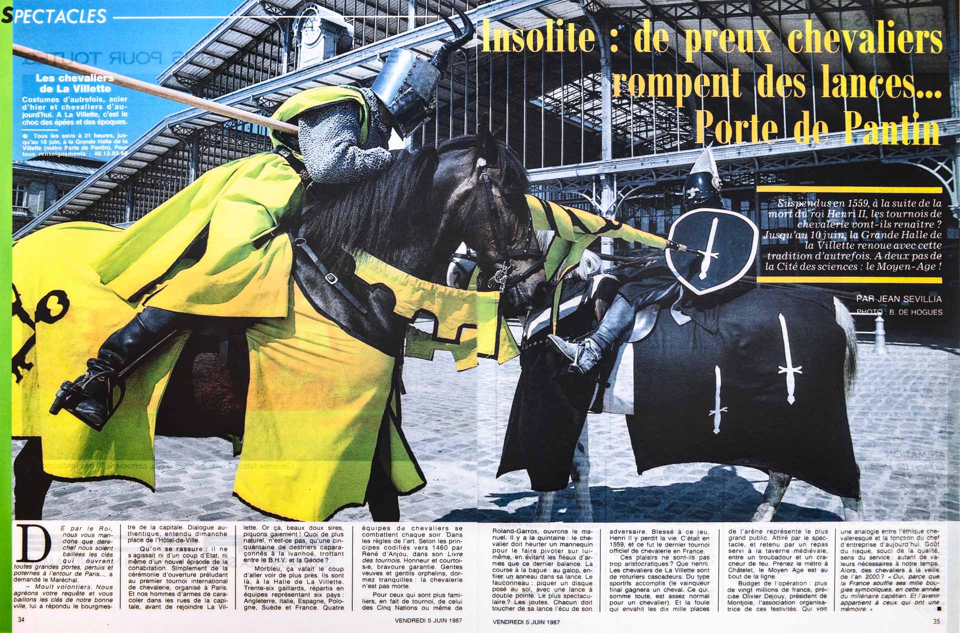 Publication Double Page Le Figaro Magazine 5 Juin 1987. Spectacle Le Millénaire des Capétiens aux Halles de La Villette à Paris.