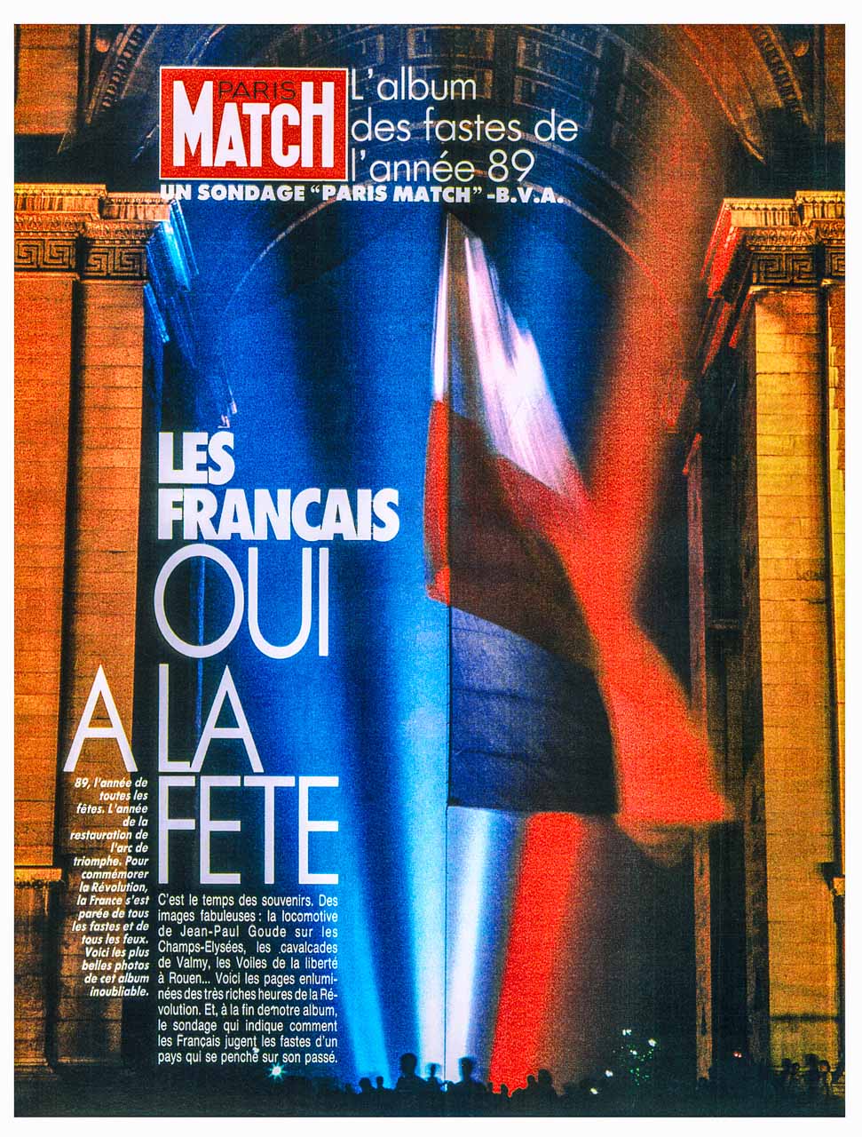 Publication dans Paris Match. Pleine page d'ouverture.